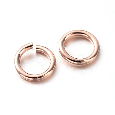Eco-Friendly PVD Vacuum Plating & Long-Lasting Plated Brass Open Jump Rings KK-E663-10mm-RG-1