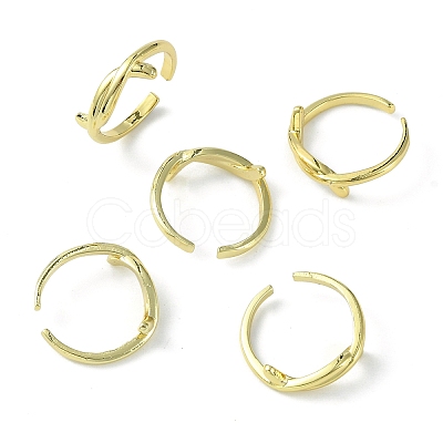 Rack Plating Brass Knot Open Cuff Ring RJEW-K243-02G-1