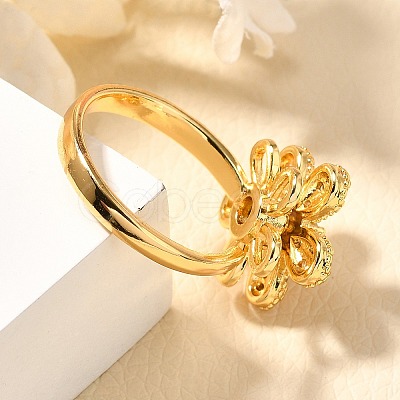 Flower Rotatable Finger Ring for Women RJEW-U035-01G-04-1