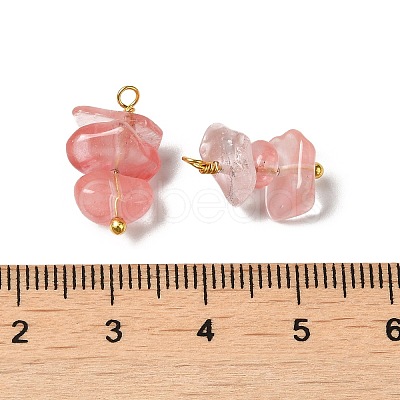 Cherry Quartz Glass Pendants KK-P242-31G-07-1