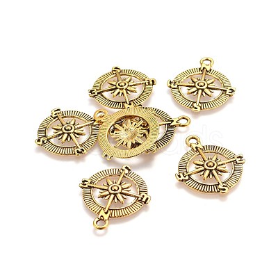 Tibetan Style Alloy Compass Pendants TIBEP-S272-AG-FF-1
