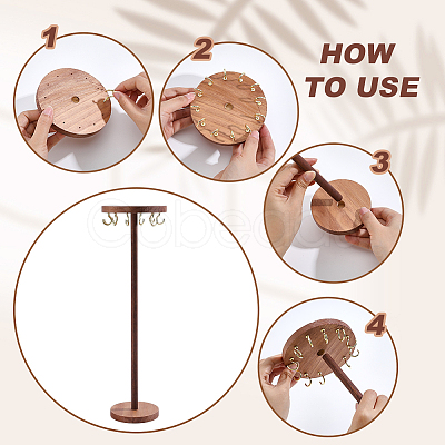 Round Wooden Necklace Organizer Display Stands NDIS-WH0010-34A-1