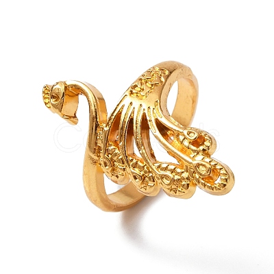 Zinc Alloy Peacock Open Cuff Ring RJEW-WH0003-04B-1