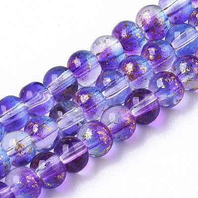 Transparent Spray Painted Glass Bead Strands GLAA-N035-03A-B03-1