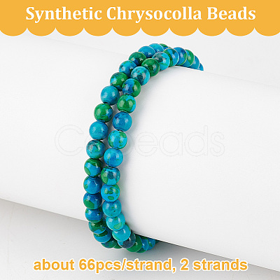 Olycraft 2 Strands Synthetic Chrysocolla Beads Strands G-OC0004-97-1