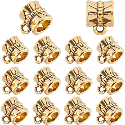 240Pcs Tibetan Style Alloy Tube Bails TIBE-SP0001-09AG-1