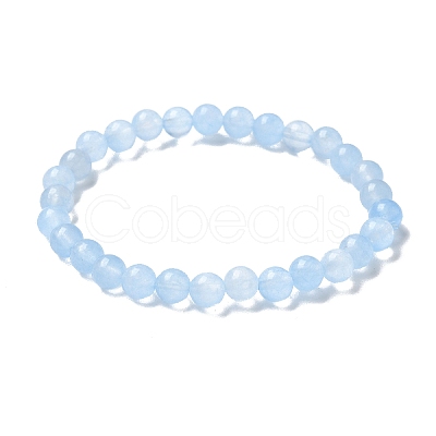 Natural & Dyed White Jade Bead Stretch Bracelets BJEW-K212-A-018-1