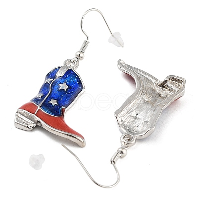 Independence Day Theme Alloy Enamel Dangle Earrings for Women EJEW-F335-01P-02-1