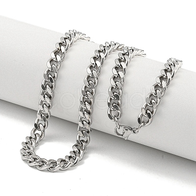 Non-Tarnish 201 Stainless Steel Cuban Link Chain Necklaces for Women and Men NJEW-F322-13P-01-1