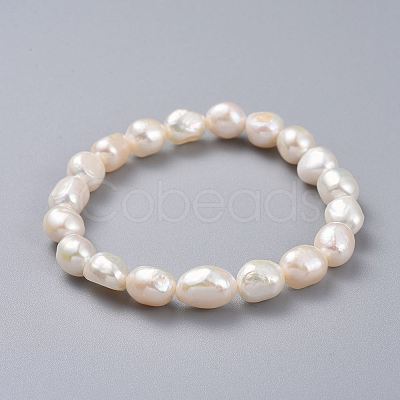 Natural Pearl Stretch Bracelets BJEW-JB04539-1