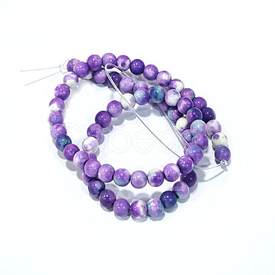 Synthetic Ocean White Jade Beads Strands G-L019-6mm-04-1