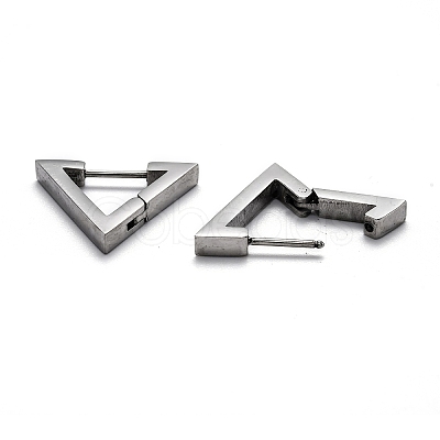 Tarnish Resistant 304 Stainless Steel Triangle Huggie Hoop Earrings STAS-J033-02C-P-1