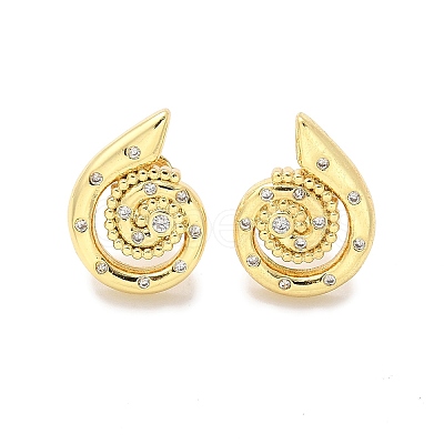 Brass Micro Pave Clear Cubic Zirconia Stud Earrings EJEW-P303-03G-1
