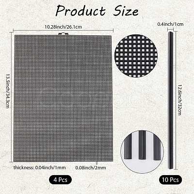 4 Sheets Rectangle Plastic Mesh Canvas Sheets DIY-CP0012-72B-1