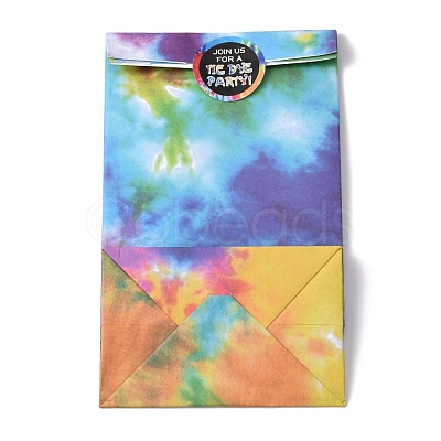 Rectangle with Tie-Dye Pattern Kraft Paper Bag CARB-PH0002-07-1