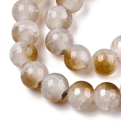 Crackle Baking Paint Imitation Jade Glass Beads Strands DGLA-T003-6mm-09-1