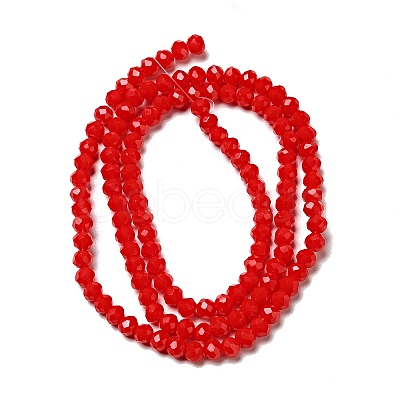 1 Strand Opaque Solid Red Color Faceted Crystal Glass Rondelle Beads Strands X-EGLA-F049A-02-1
