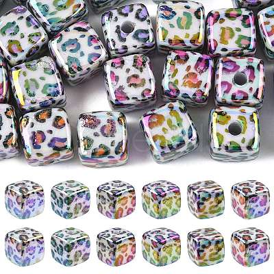 30Pcs UV Plating Opaque Acrylic Beads OACR-FS0002-56-1