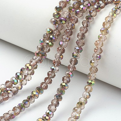 Electroplate Transparent Glass Beads Strands EGLA-A034-T8mm-R06-1