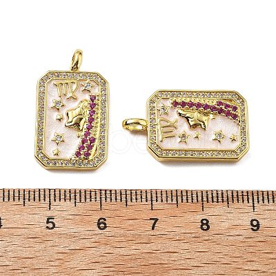Brass Micro Pave Cubic Zirconia Pendants with Enamel KK-Z114-01G-1