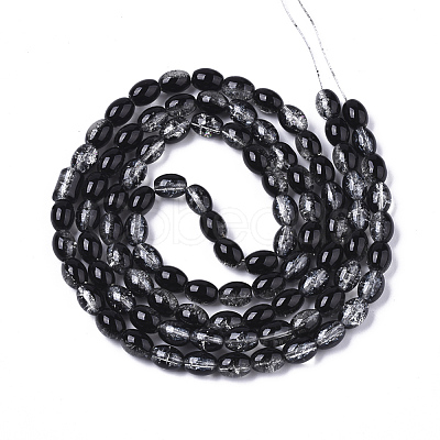 Transparent Crackle Glass Beads Strands X-DGLA-S085-6x8-39-1