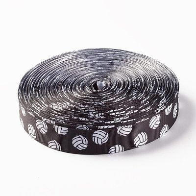 Single Face Volleyball Printed Polyester Grosgrain Ribbons SRIB-P019-01-1