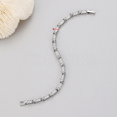 Brass & Clear Cubic Zirconia Link Chain Bracelets WG4C692-04-1