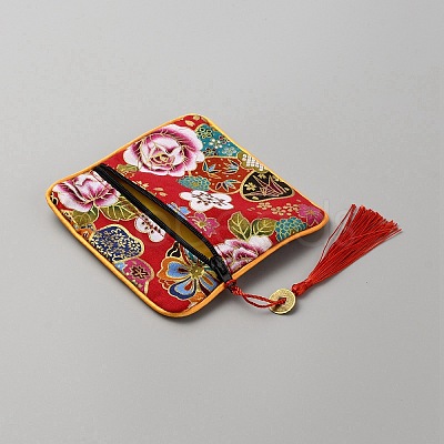Square Cloth Jewelry Packing Pouches Drawstring Bags with Tassel ABAG-WH0032-68E-1