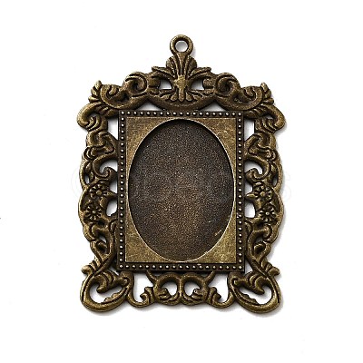 Rectangle Tibetan Style Alloy Big Pendant Cabochon Settings X-PALLOY-K109-77AB-NR-1