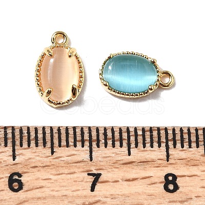 Oval Brass Charms KK-D024-01G-1