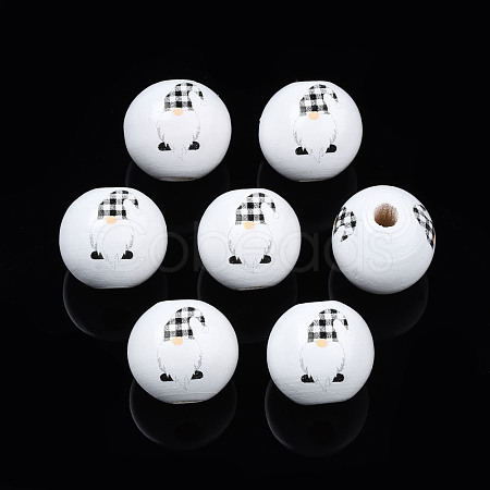 Painted Natural Wood Round Beads WOOD-N006-180B-1