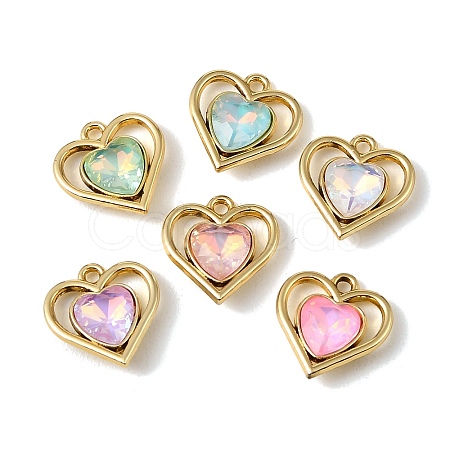 UV Plating Alloy Glass Pendants FIND-K032-18G-1