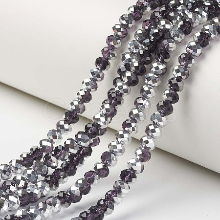 Electroplate Transparent Glass Beads Strands EGLA-A034-T3mm-M11-1
