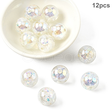 12Pcs Transparent Inner Flower Acrylic Beads RESI-YW0004-86A-1