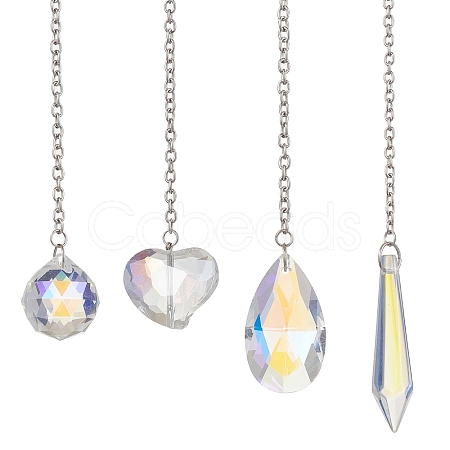 Round & Heart & Teardrop & Cone Glass Pendant Decoraiton HJEW-JM02271-1