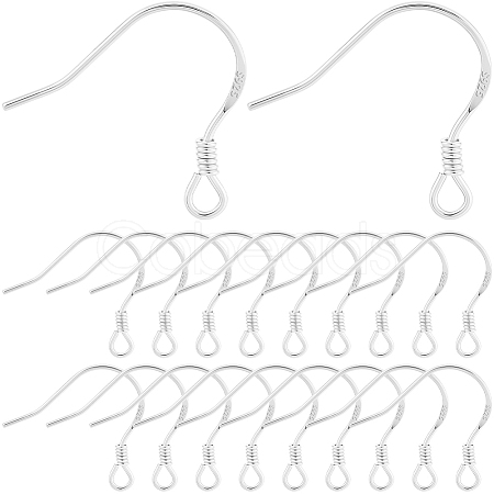 10Pairs 925 Sterling Silver Earring Hooks STER-BBC0008-93S-1