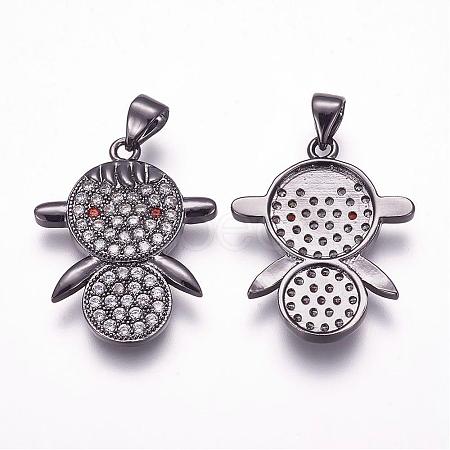 Brass Micro Pave Cubic Zirconia Pendants ZIRC-F054-39B-1