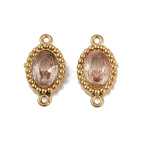 Ion Plating(IP) 304 Stainless Steel Cubic Zirconia Oval Links Connector Charms STAS-K256-22G-04-1