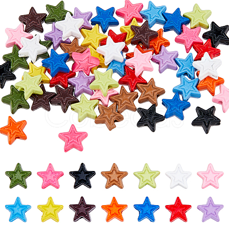 56Pcs 14 Style Spray Painted Alloy Beads FIND-FH0007-83-1