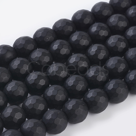 Synthetic Black Stone Beads Strands X-G-C059-10mm-1-1