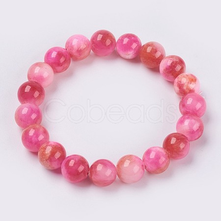Natural Jade Beaded Stretch Bracelet BJEW-P214-21-8mm-1