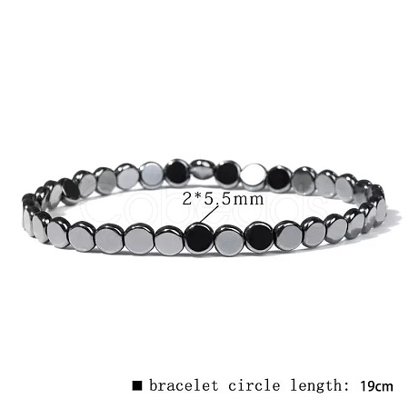 Synthetic Non-magnetic Hematite Beads Stretch Bracelets for Men LS-RL7655-13-1