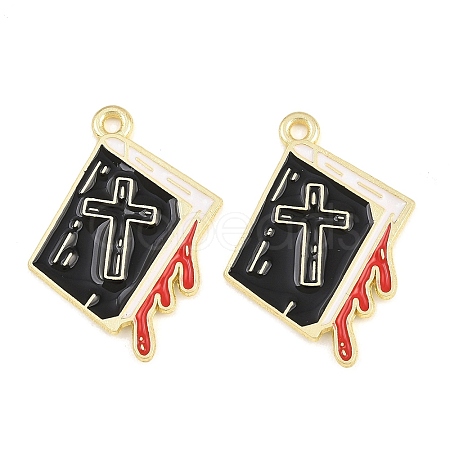 Alloy with Black Enamel Pendants AL-CBA2919-02G-12-1