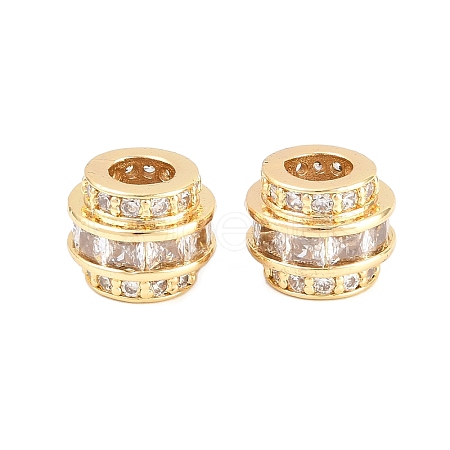Brass Micro Pave Clear Cubic Zirconia European Beads KK-B186-19G-1