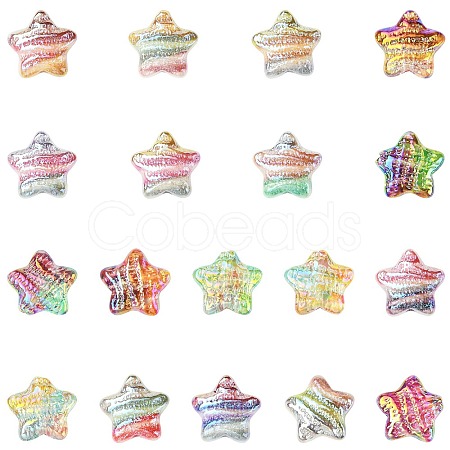 18Pcs 18 Colors Printed Resin Beads RESI-CJ0004-64-1