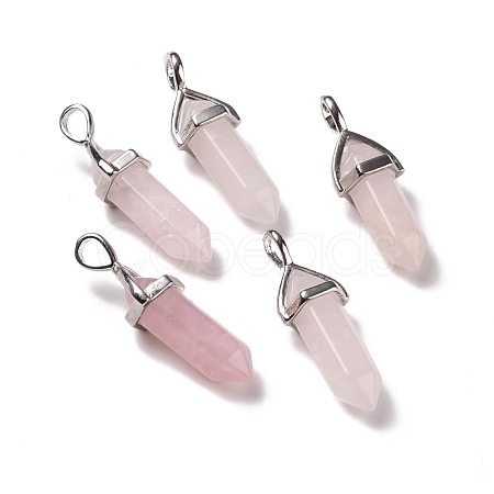 Natural Rose Quartz Pointed Pendants G-K329-52P-1