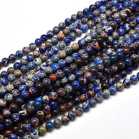 Natural Imperial Jasper Round Bead Strands X-G-I103-6mm-08-1