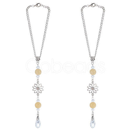 2Pcs Alloy Flower Pendant Decorations HJEW-ME0001-07C-1