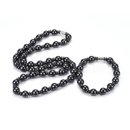 Synthetic Magnetic Hematite Jewelry Sets SJEW-F201-02-1