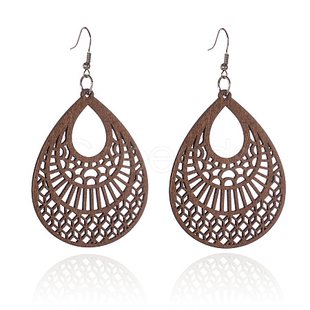 Wood & Iron Dangle Earrings FS-WG31712-02-1
